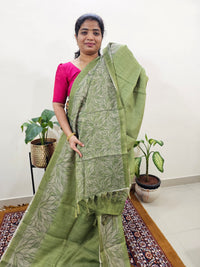 Linen Tissue with Digital Printed Sarees - Green