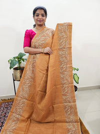 Linen Tissue with Digital Printed Sarees - Honey Brown