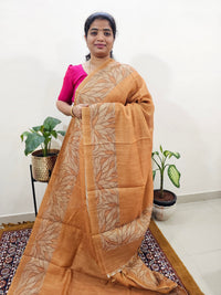 Linen Tissue with Digital Printed Sarees - Honey Brown