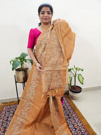 Linen Tissue with Digital Printed Sarees - Honey Brown