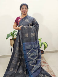 Bhagalpuri with Batik Print - Grey with Blue