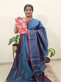 Mangalagiri Silk Cotton - Dual Shade Peacock Green with Maroon