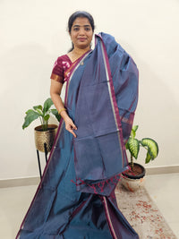 Mangalagiri Silk Cotton - Dual Shade Peacock Green with Maroon