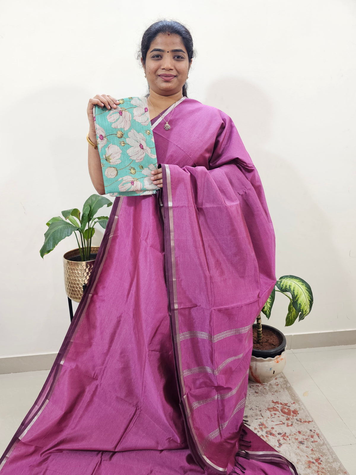 Mangalagiri Silk Cotton - Onion Pink