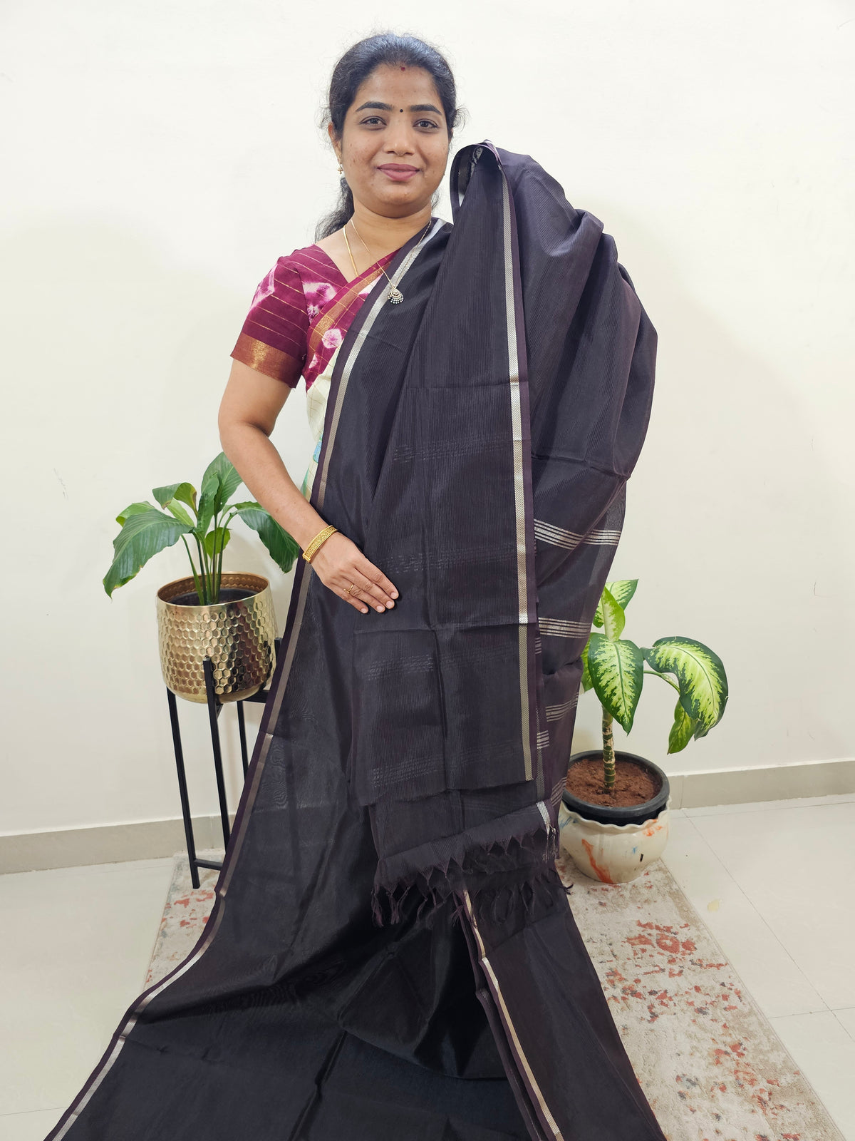 Mangalagiri Silk Cotton - Dark Brown