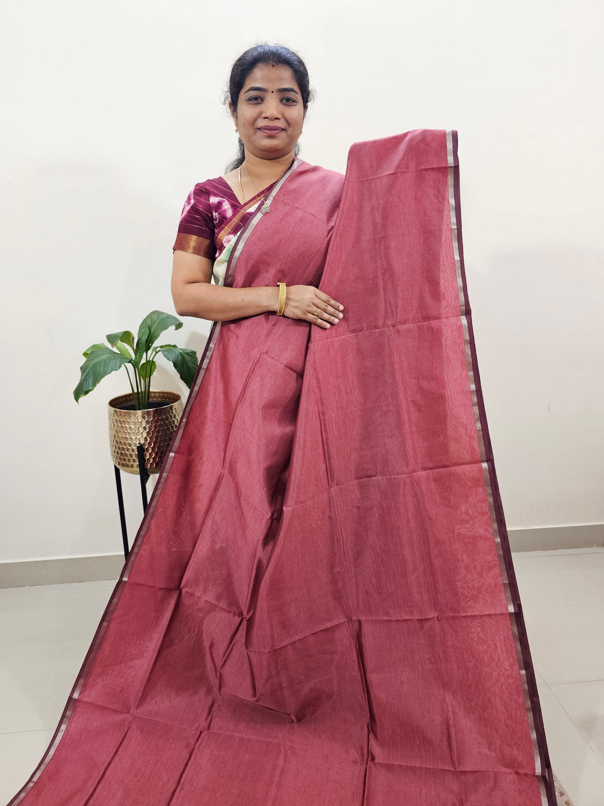 Mangalagiri Silk Cotton - Dark Onion Pink