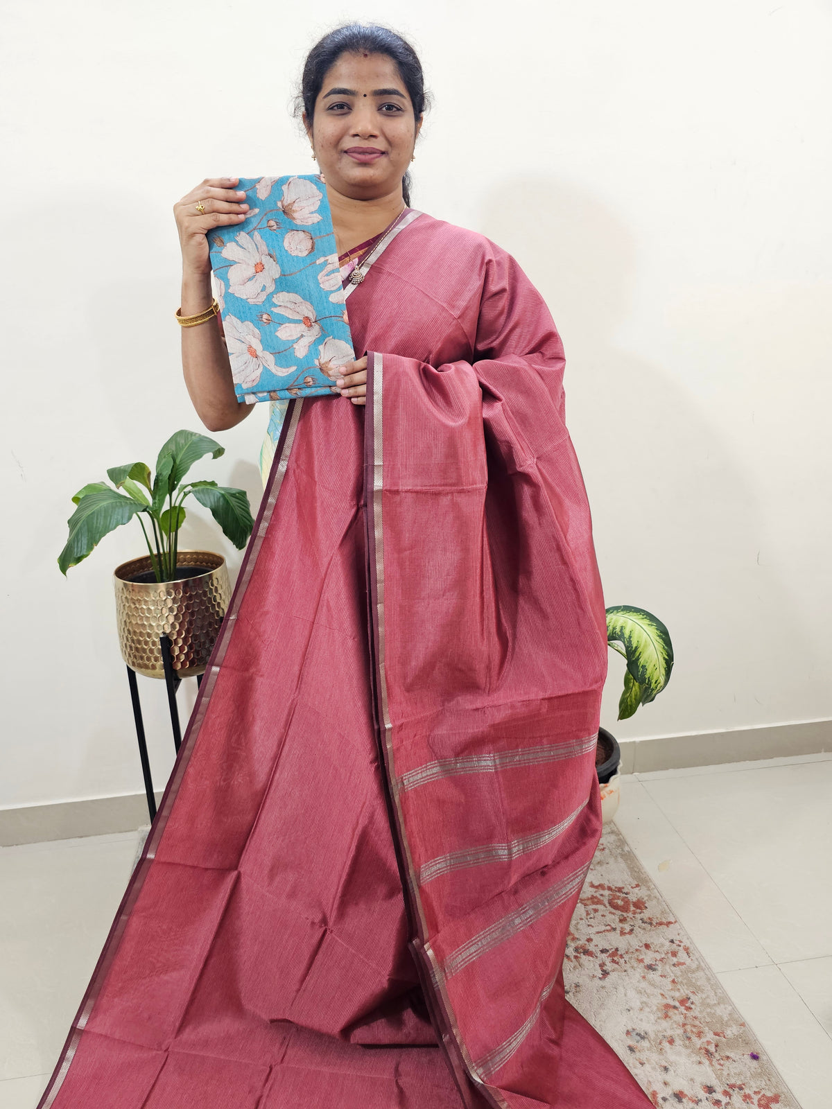 Mangalagiri Silk Cotton - Dark Onion Pink