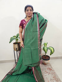 Mangalagiri Silk Cotton - Dual Shade Green with Maroon