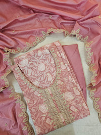 Modal Silk Unstitched Salwar Suit - Onion Pink