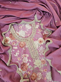 Modal Silk Unstitched Salwar Suit - Onion Pink