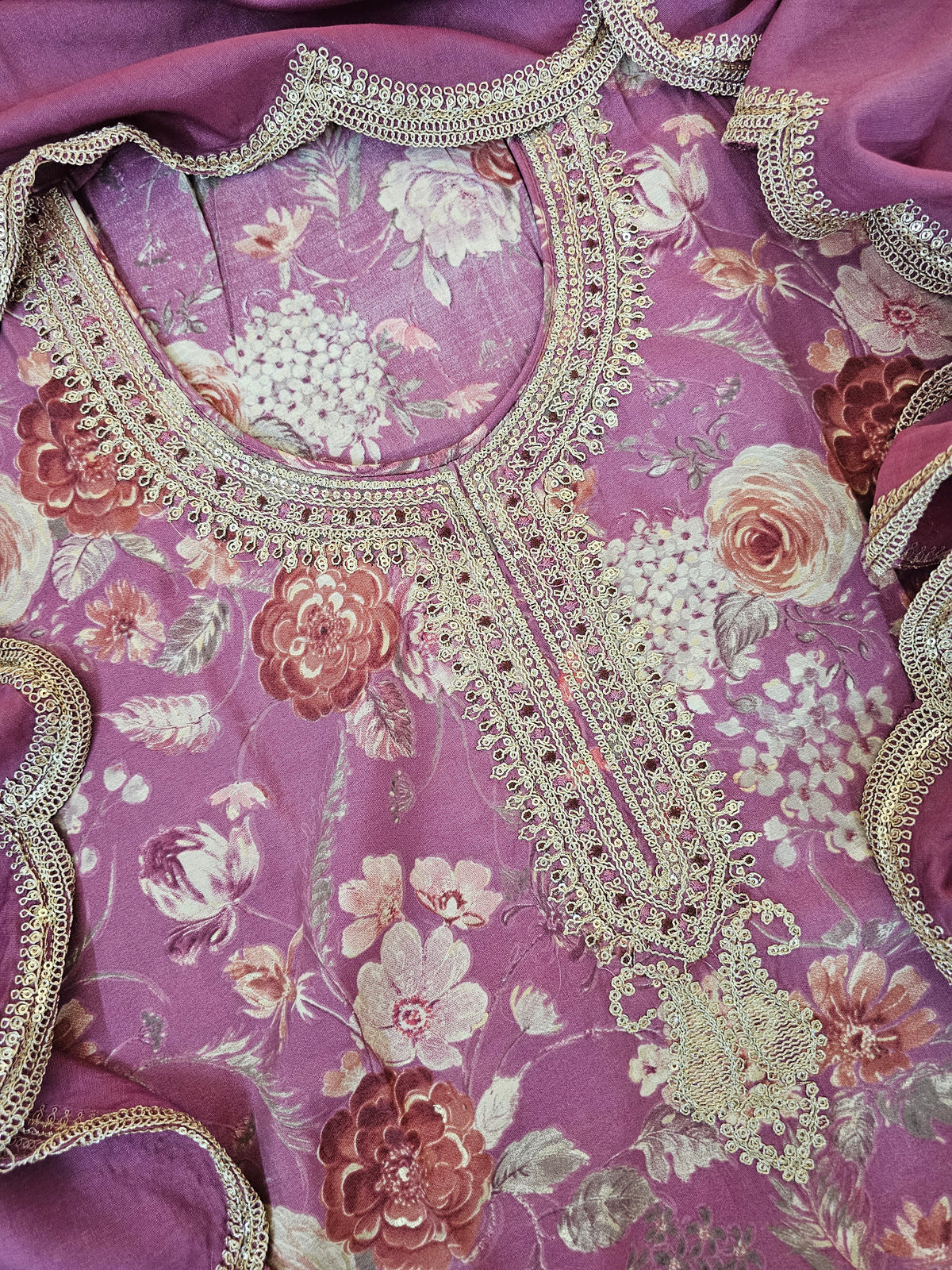 Modal Silk Unstitched Salwar Suit - Onion Pink