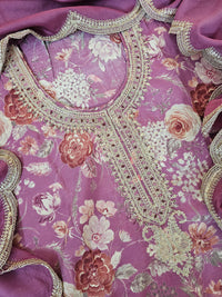Modal Silk Unstitched Salwar Suit - Onion Pink