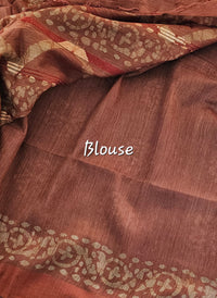 Bhagalpuri with Batik Print - Brown with Honey Brown