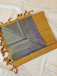 Chinnalampattu Saree- Dual Shade of Grey and Green with Brown