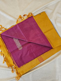 Chinnalampattu Saree- Marron with Mustard yellow