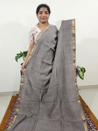 Maheshwari Silk Cotton Hand Block Printed Saree - Grey