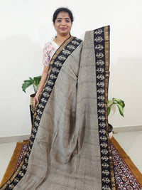 Maheshwari Silk Cotton Hand Block Printed Saree - Black