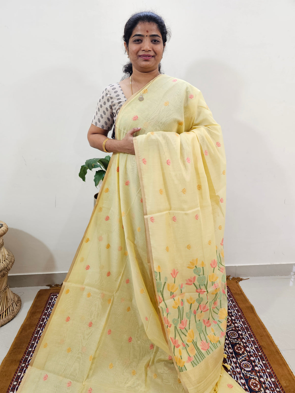 𝐏𝐫𝐞𝐛𝐨𝐨𝐤𝐢𝐧𝐠 𝐀𝐯𝐚𝐢𝐥𝐚𝐛𝐥𝐞 𝟐𝟎 𝐝𝐚𝐲𝐬 𝐃𝐢𝐬𝐩𝐚𝐭𝐜𝐡 𝐓𝐢𝐦𝐞 Semi Kota Doria with Jamdani Saree - Sandal