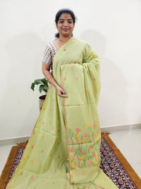 Kota Doria with Jamdani Saree -  Green