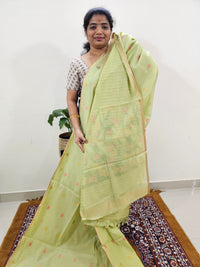 Kota Doria with Jamdani Saree -  Green