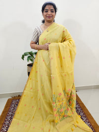 Semi Kota Doria with Jamdani Saree - Yellow