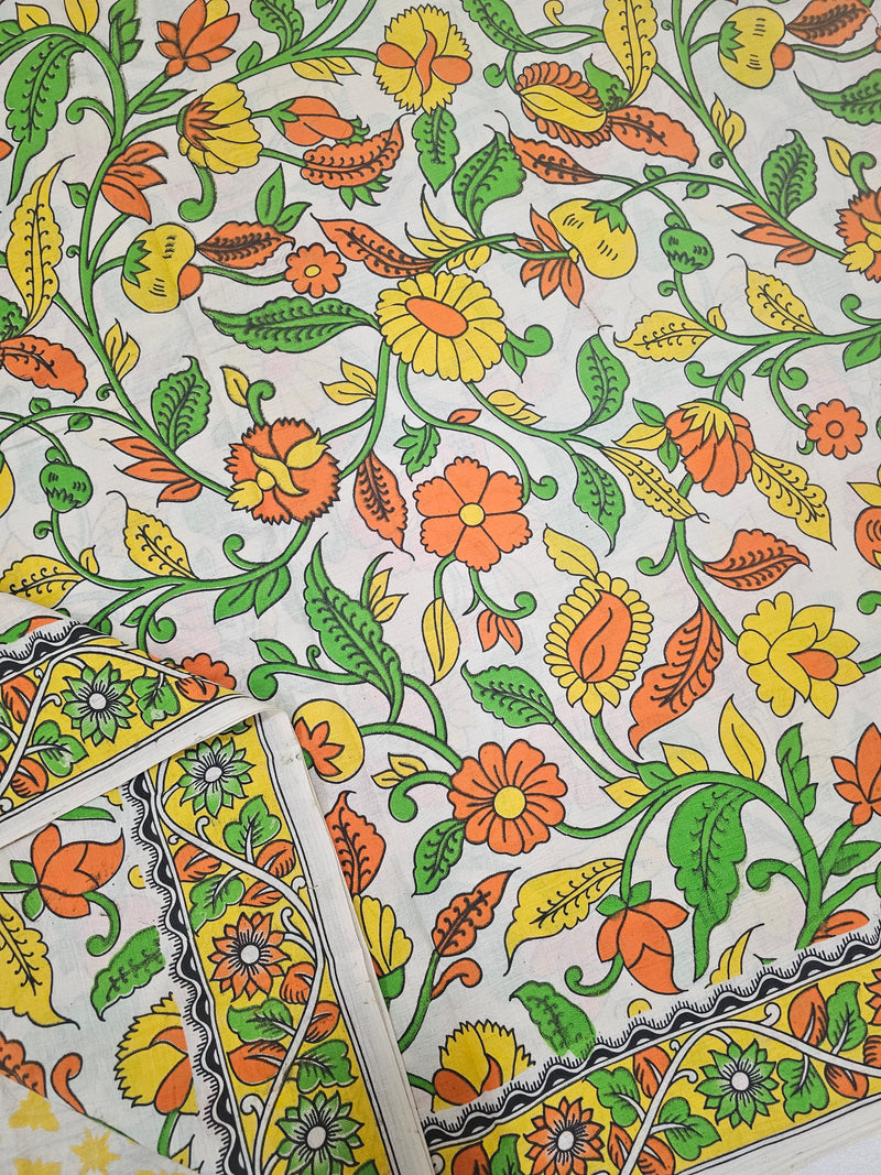 Cotton Kalamkari Saree - Multi Shade Kalamkari