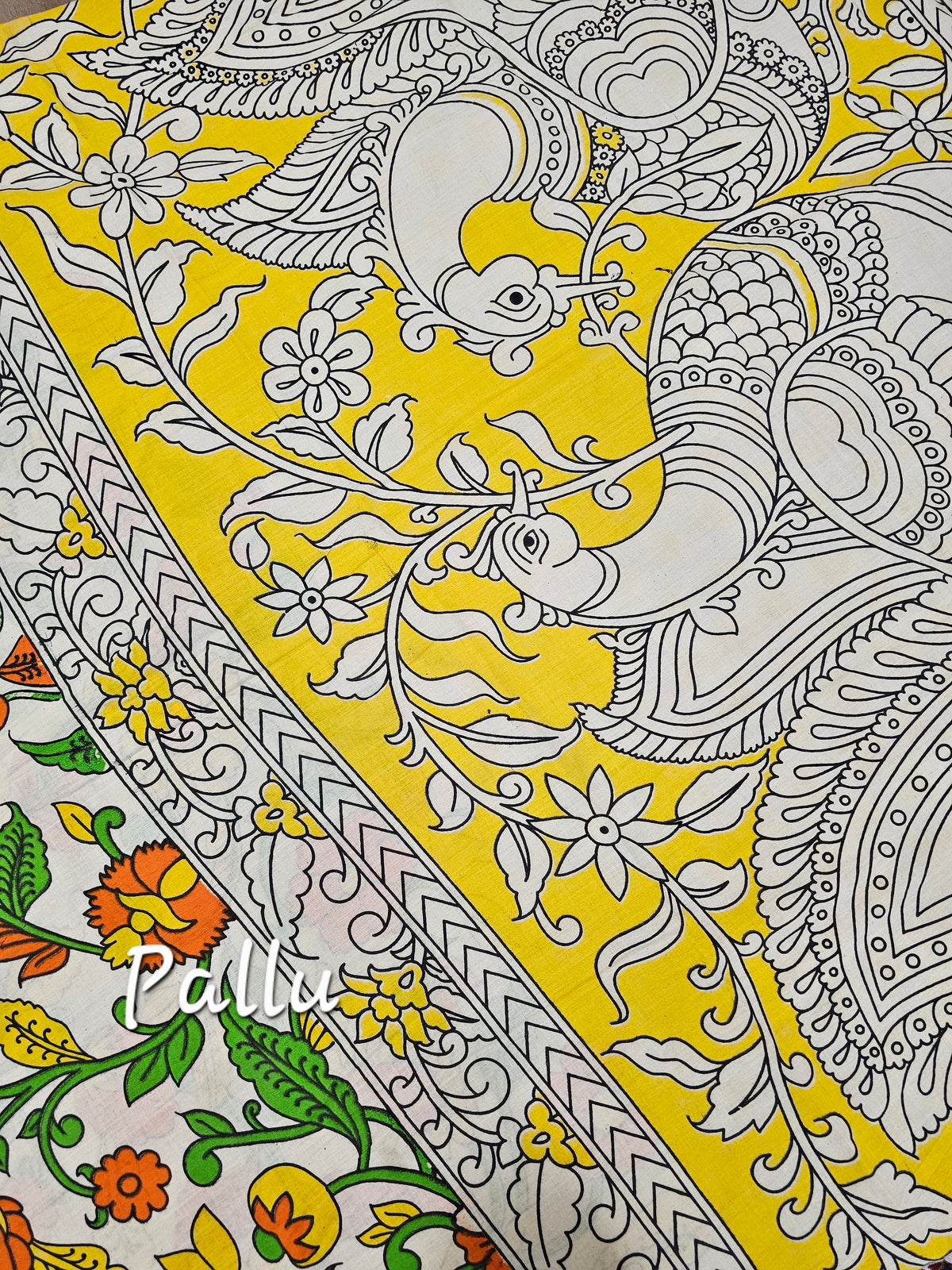 Cotton Kalamkari Saree - Multi Shade Kalamkari