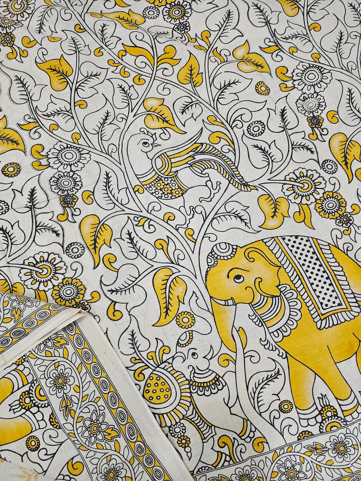Cotton Kalamkari Saree - Yellow