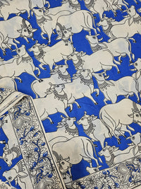 Cotton Kalamkari Saree - Blue Pichwai