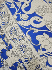 Cotton Kalamkari Saree - Blue Pichwai