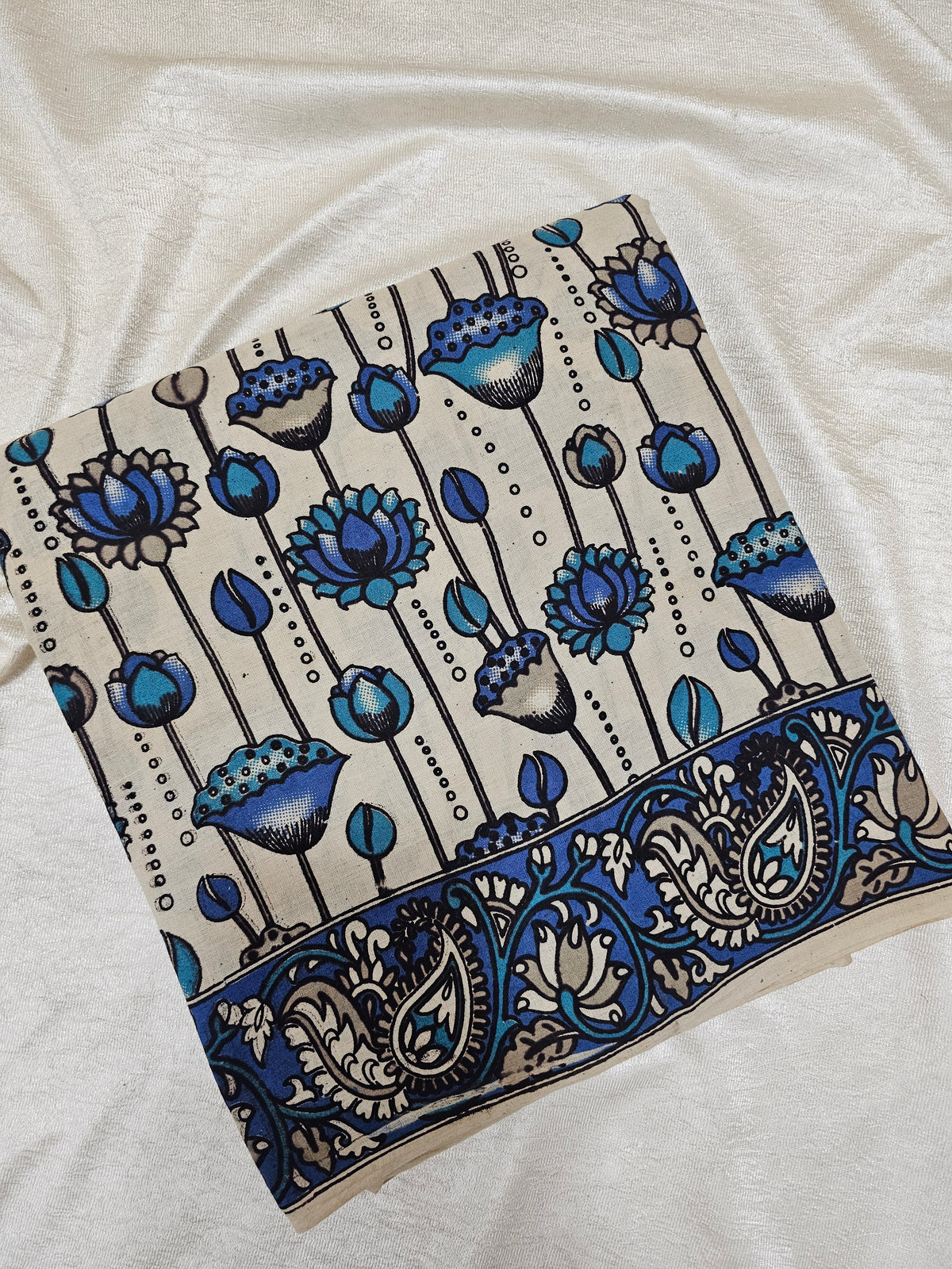 Cotton Kalamkari Saree - Blue