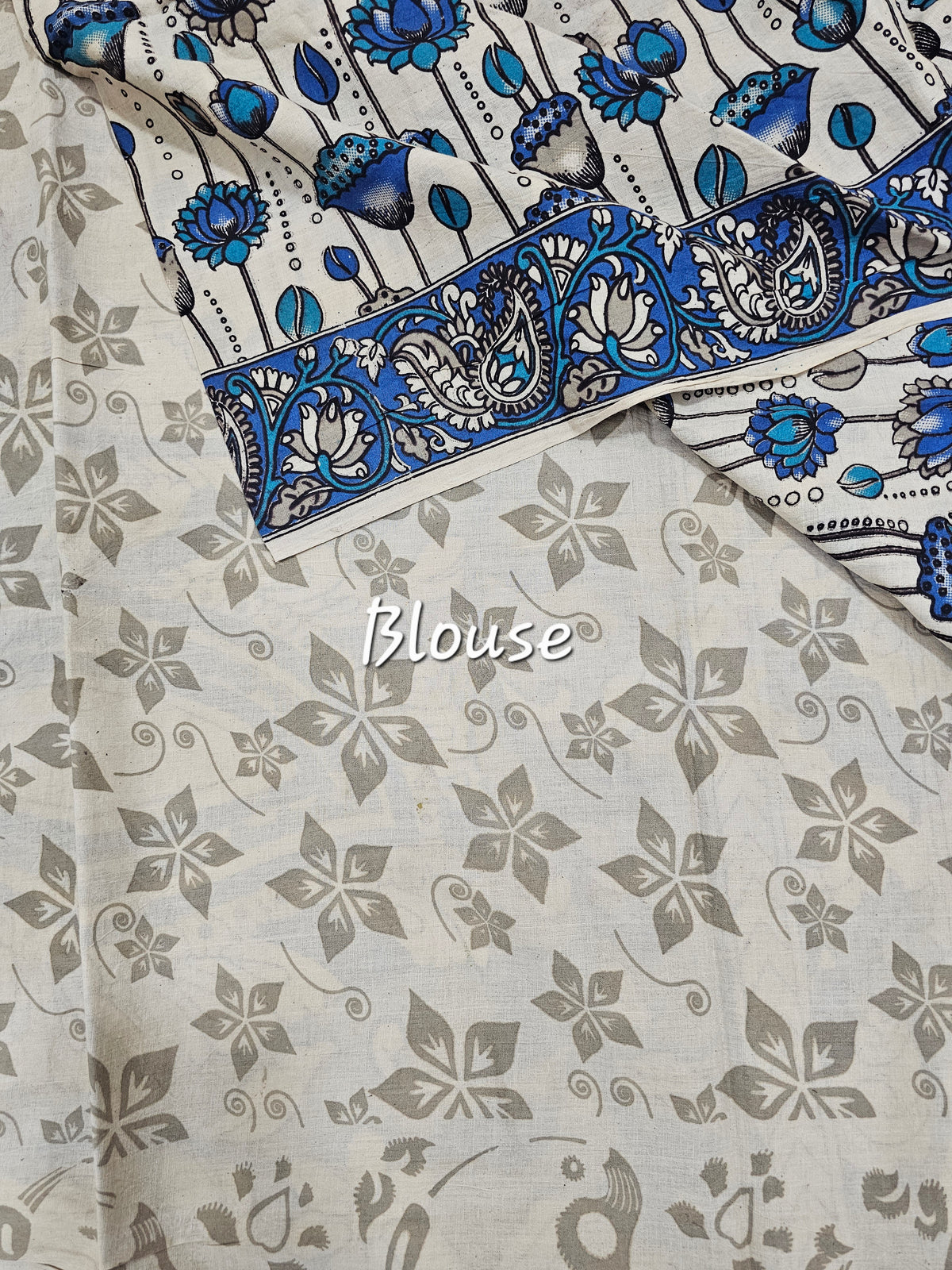 Cotton Kalamkari Saree - Blue