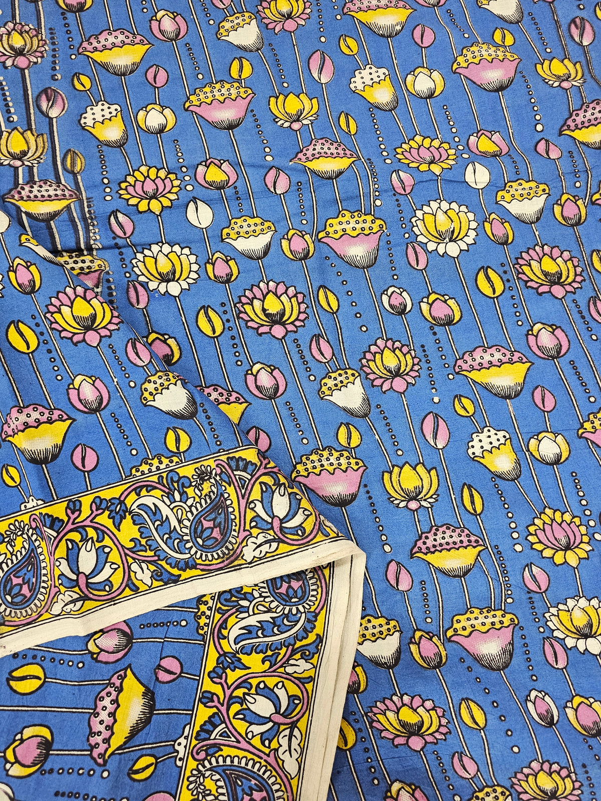 Cotton Kalamkari Saree - Blue