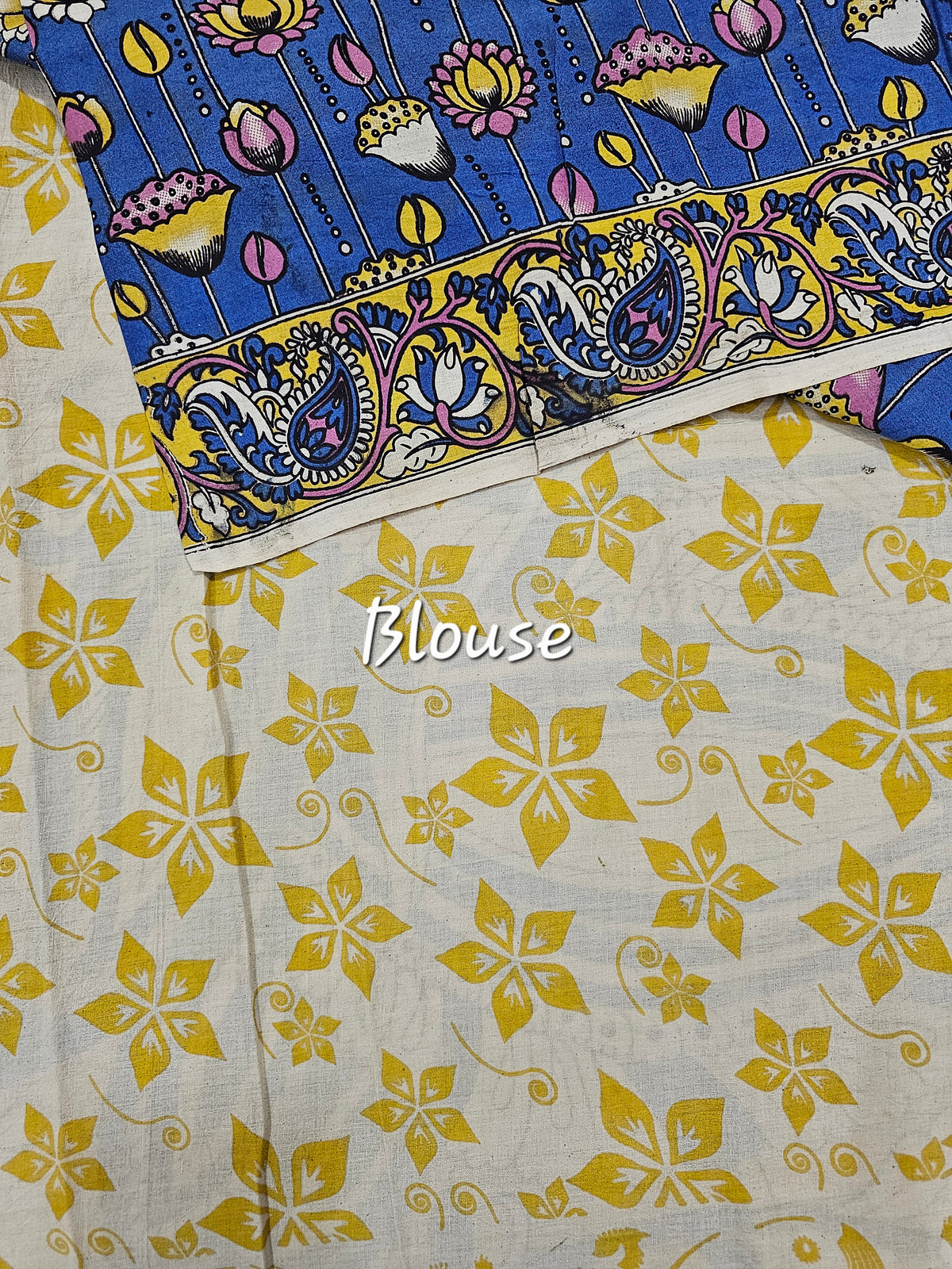 Cotton Kalamkari Saree - Blue