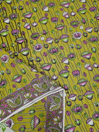 Cotton Kalamkari Saree - Mehndi Green