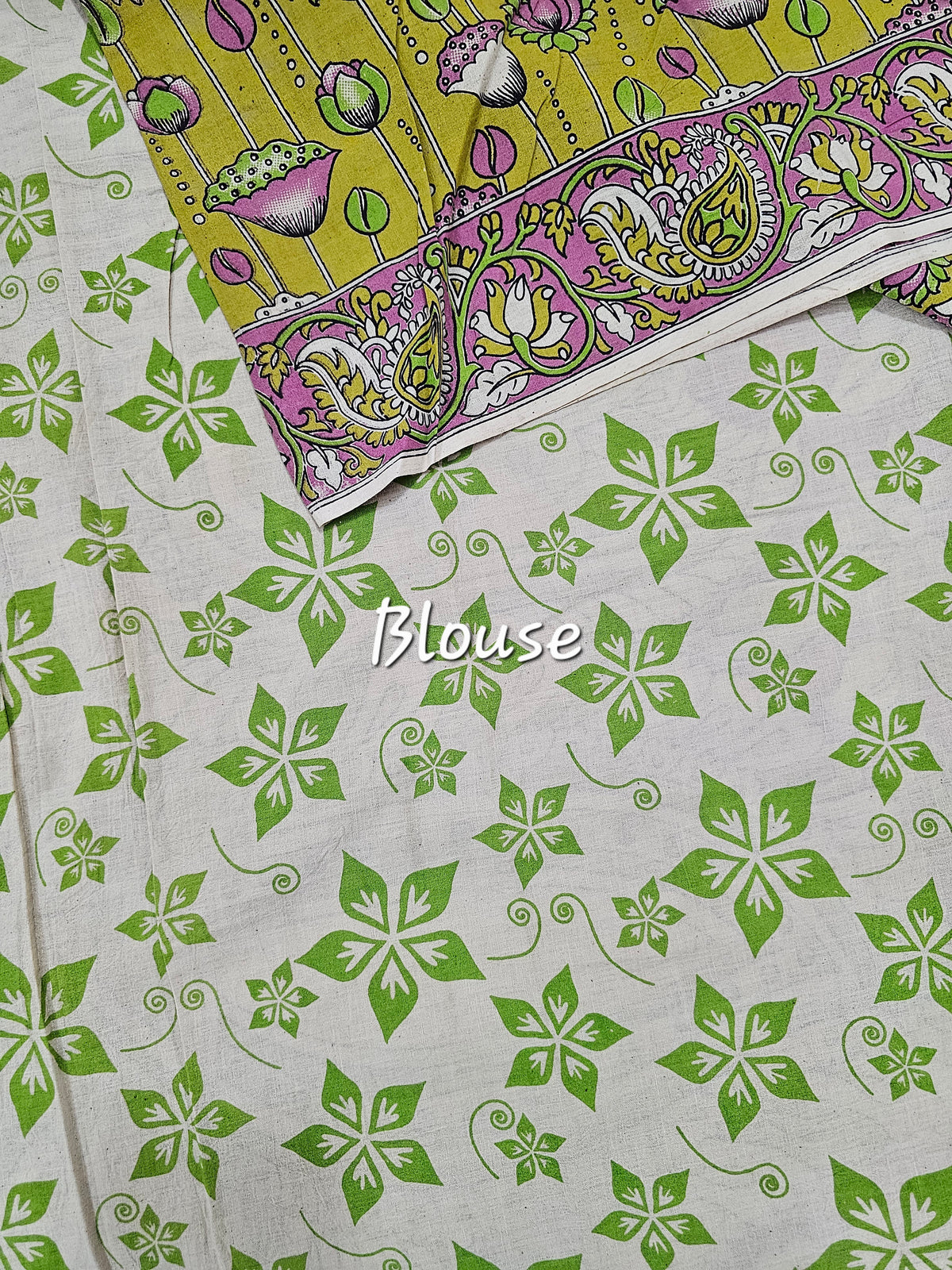 Cotton Kalamkari Saree - Mehndi Green