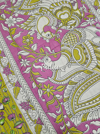 Cotton Kalamkari Saree - Mehndi Green