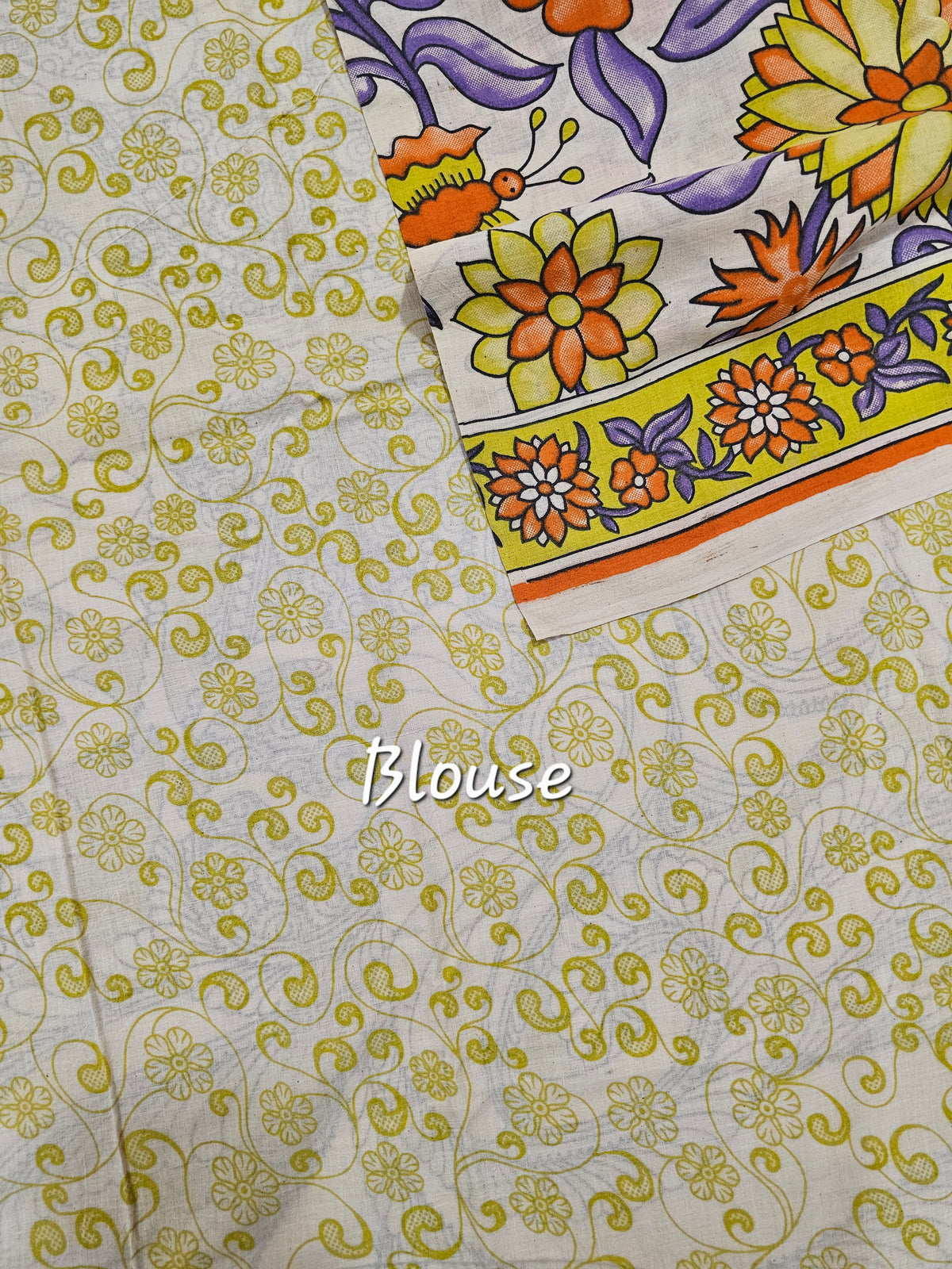 Cotton Kalamkari Saree - Multi Shade Kalamkari