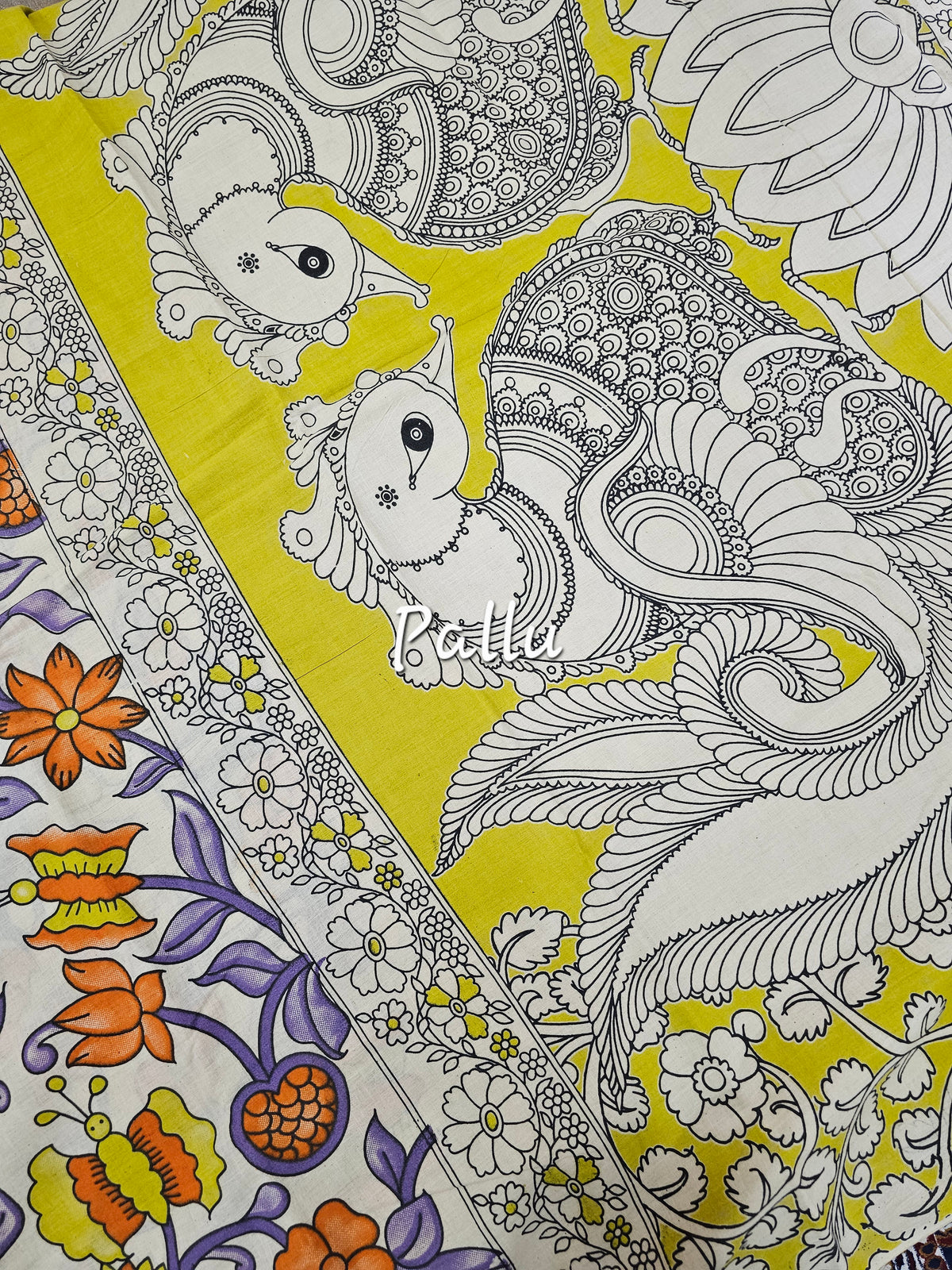 Cotton Kalamkari Saree - Multi Shade Kalamkari