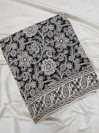 Cotton Kalamkari Saree - White and Black