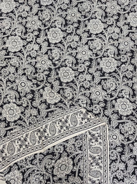 Cotton Kalamkari Saree - White and Black