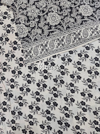 Cotton Kalamkari Saree - White and Black
