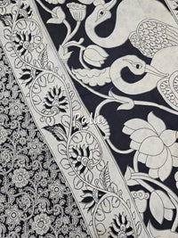 Cotton Kalamkari Saree - White and Black