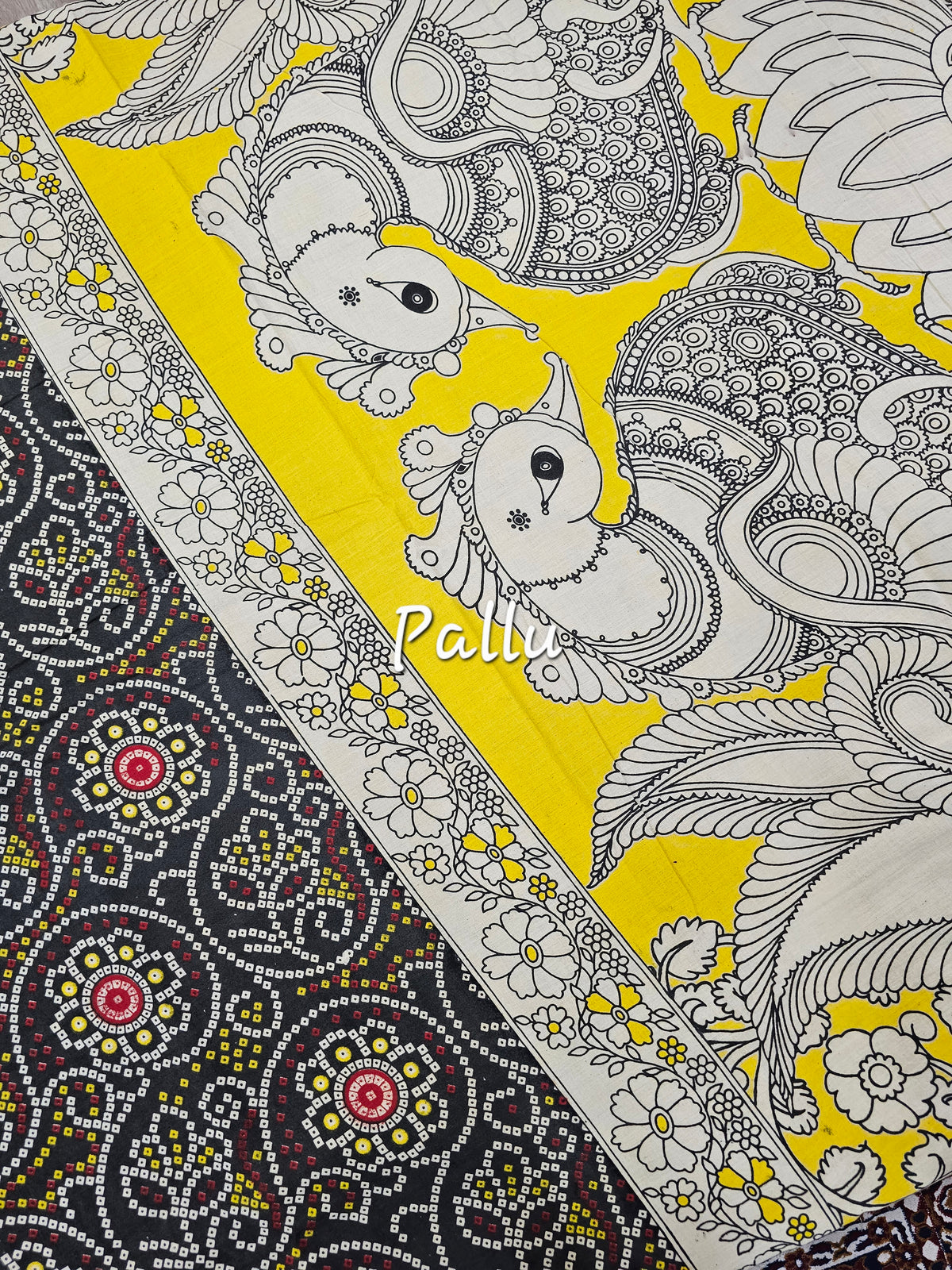 Cotton Kalamkari Saree - Black