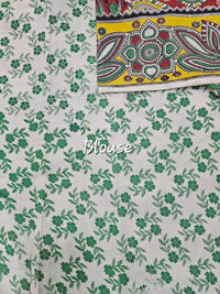 Cotton Kalamkari Saree - Red with Green