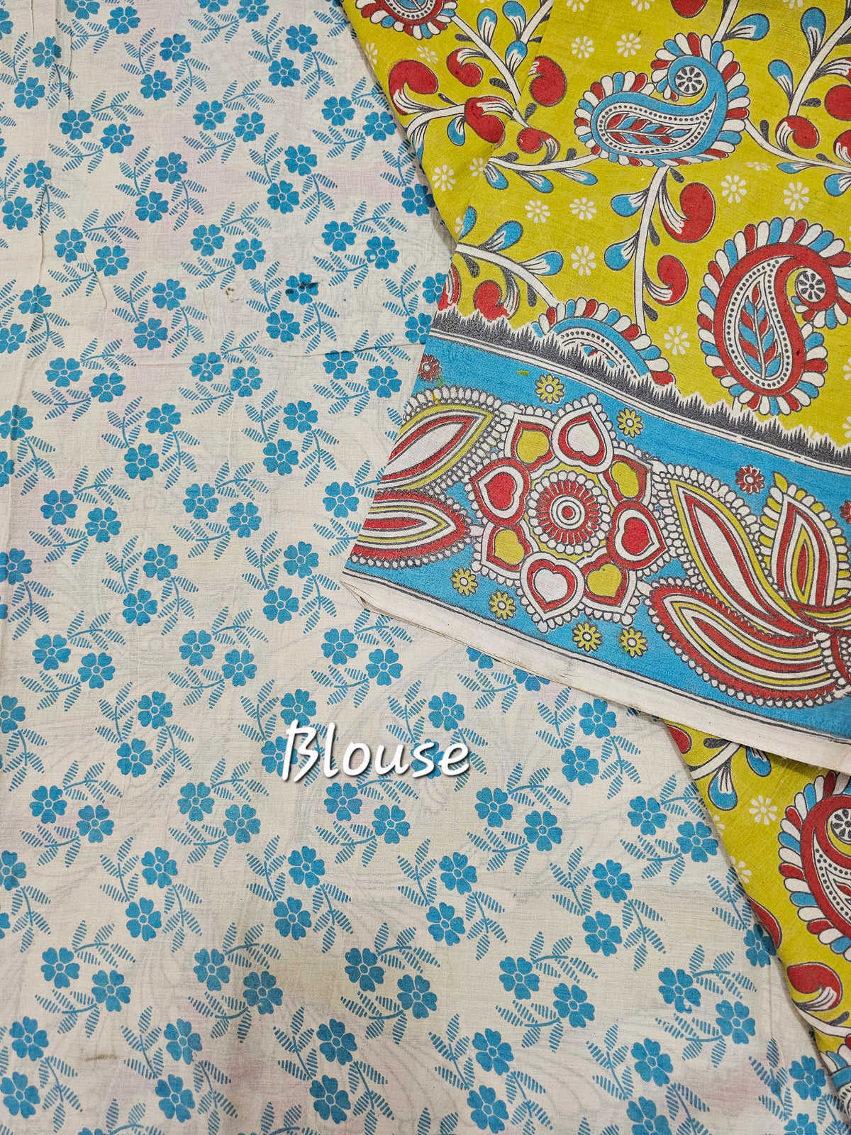 Cotton Kalamkari Saree - Lime Green