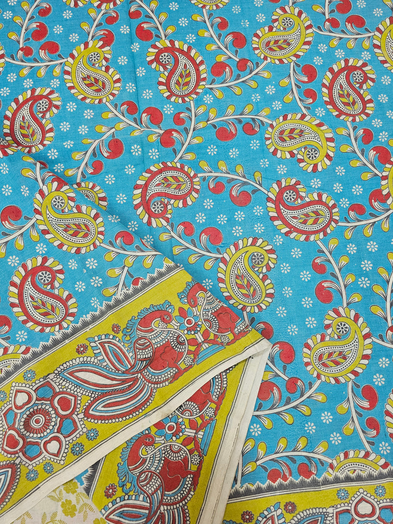 Cotton Kalamkari Saree - Blue