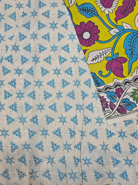 Cotton Kalamkari Saree - Lime Green