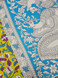 Cotton Kalamkari Saree - Lime Green