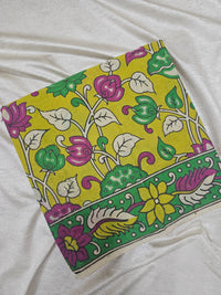 Cotton Kalamkari Saree - Lime Green